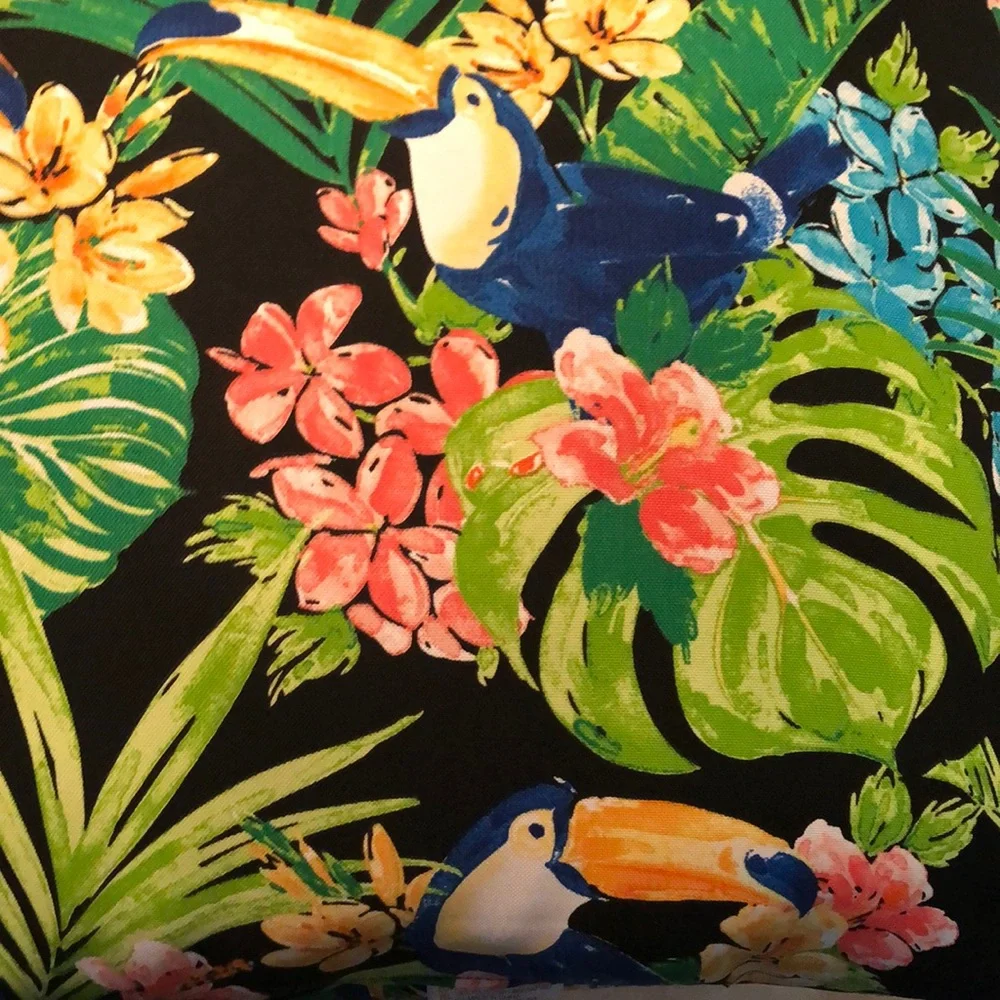 🌿2-pc Brentwood Originals cheerful Outdoor fabric seat cushion + pillow set🦜
